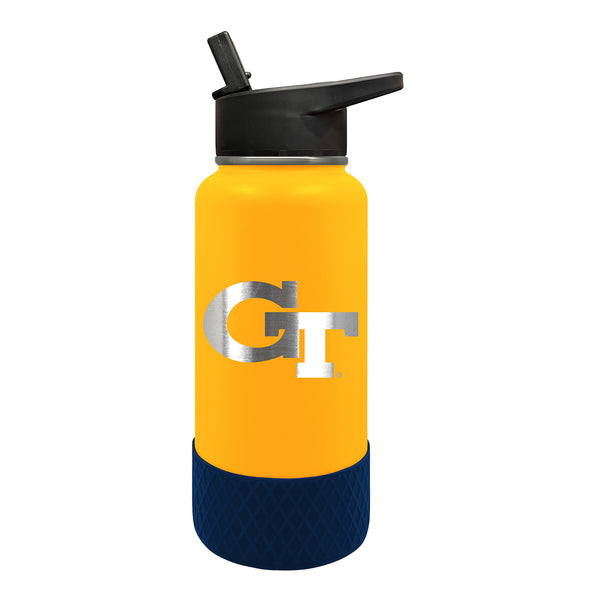 Georgia Tech Yellow Jackets 32oz Thirst Navy Water Bottle - In Yellow - Front View