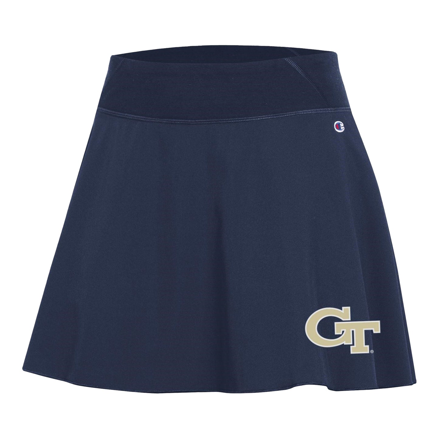 Ladies Georgia Tech Yellow Jackets Navy Fan Skirt - Front View