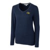 Ladies Georgia Tech Yellow Jackets Cutter & Buck Lakemont Tri-Blend V-Neck Pullover Sweater