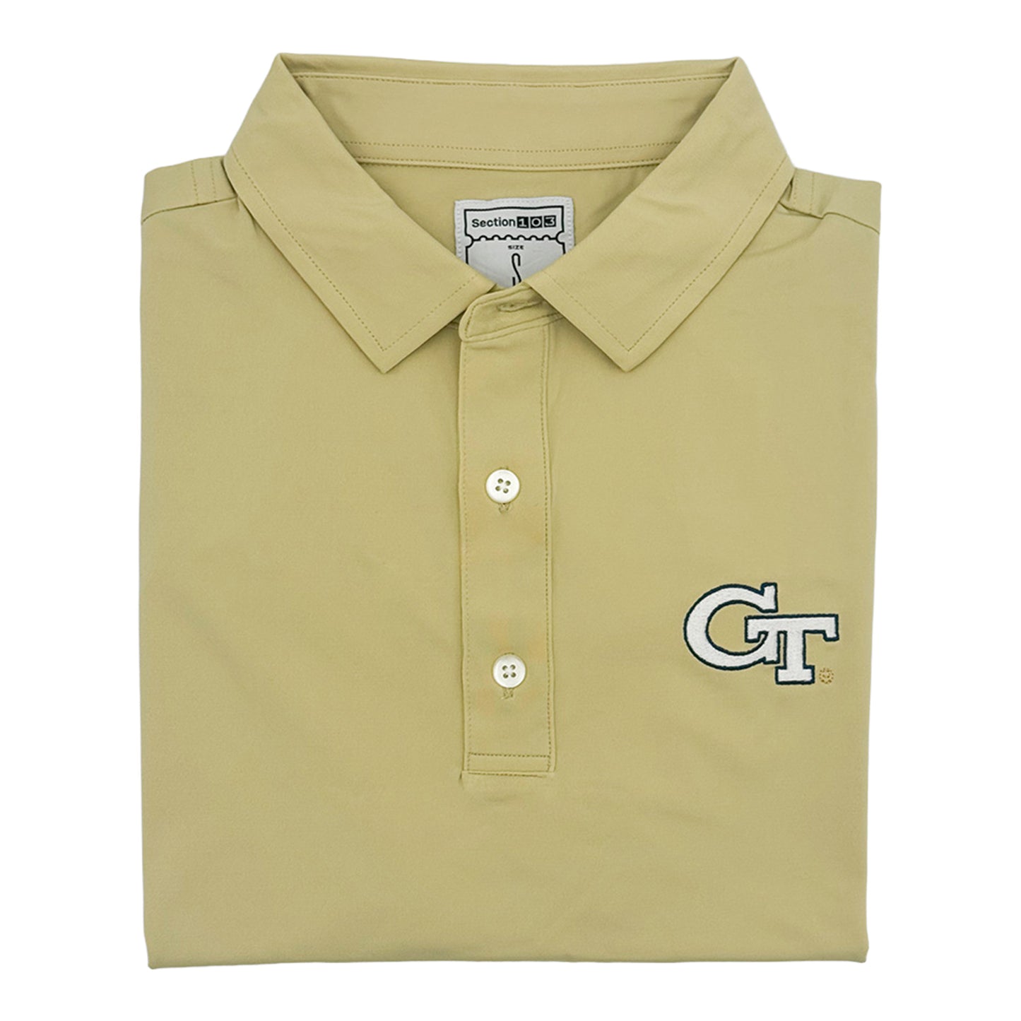 Georgia Tech Yellow Jackets Solid Gold Logo Polo In Gold - Close View 2