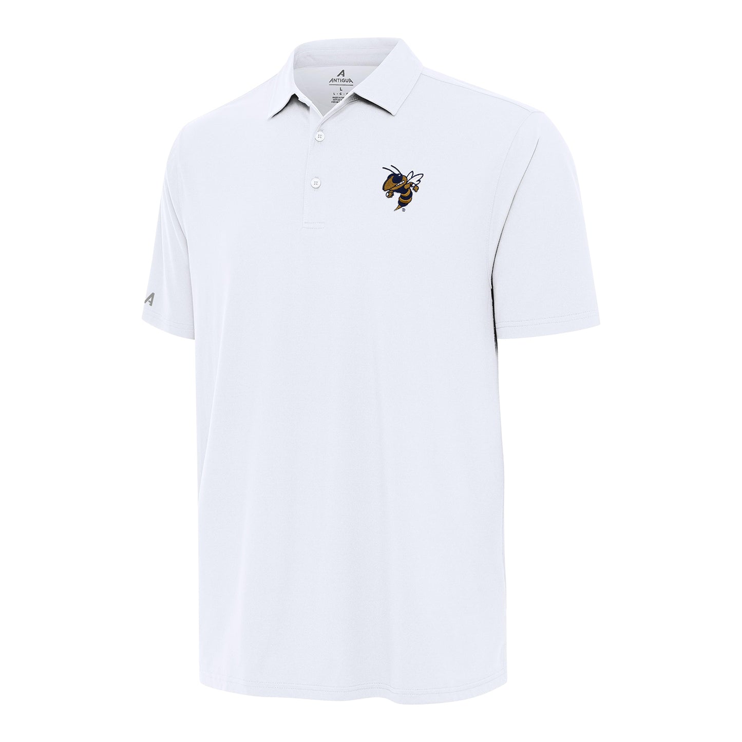 Georgia Tech Yellow Jackets White Era Buzz Logo Polo - Front View