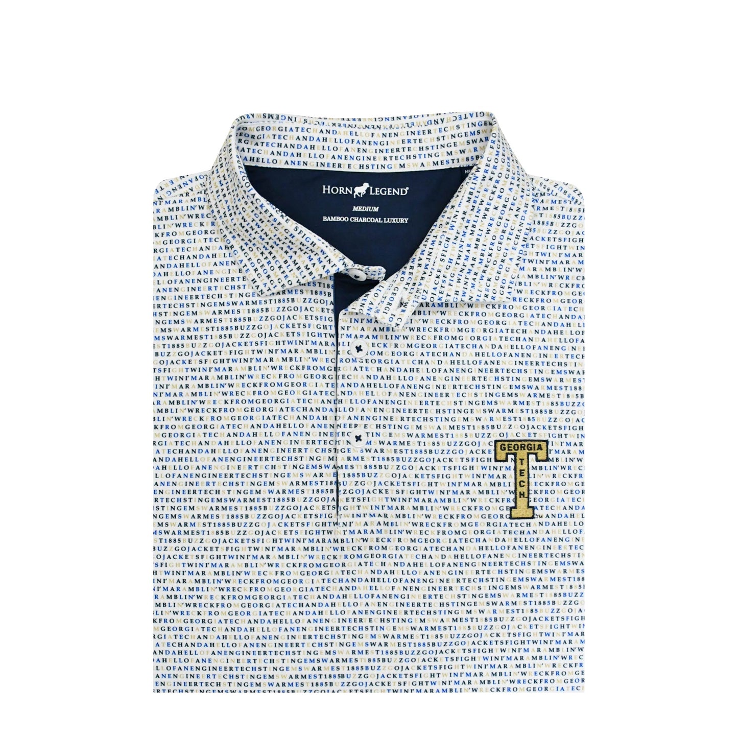 Georgia Tech Yellow Jackets Horn Legend Vault T Wordmark Polo - Close View