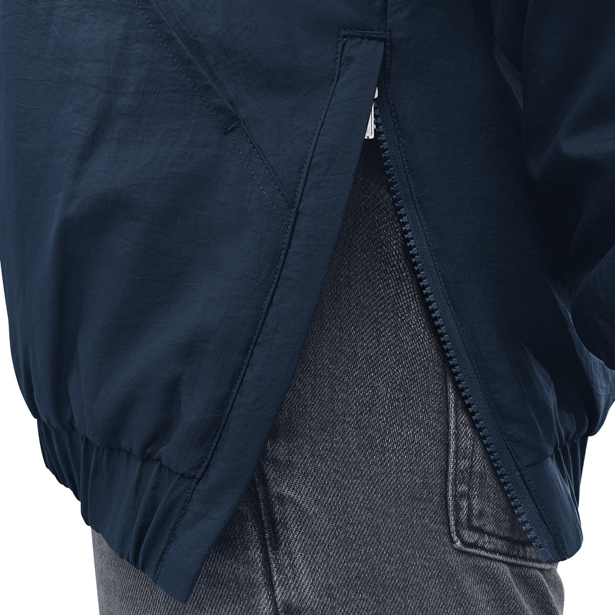 Georgia Tech Yellow Jackets Throwback 1/4-Zip Navy Jacket - Side Zip View