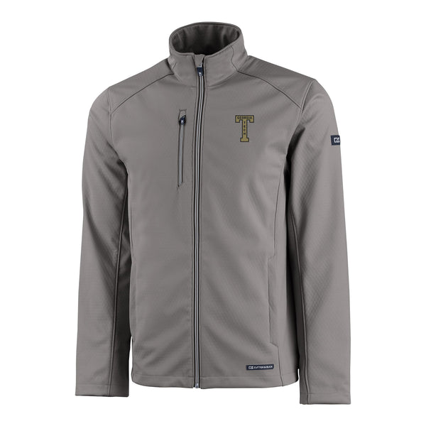 Georgia Tech Yellow Jackets College Vault Cutter & Buck Evoke Eco Softshell Recycled Full Zip Jacket - Front View