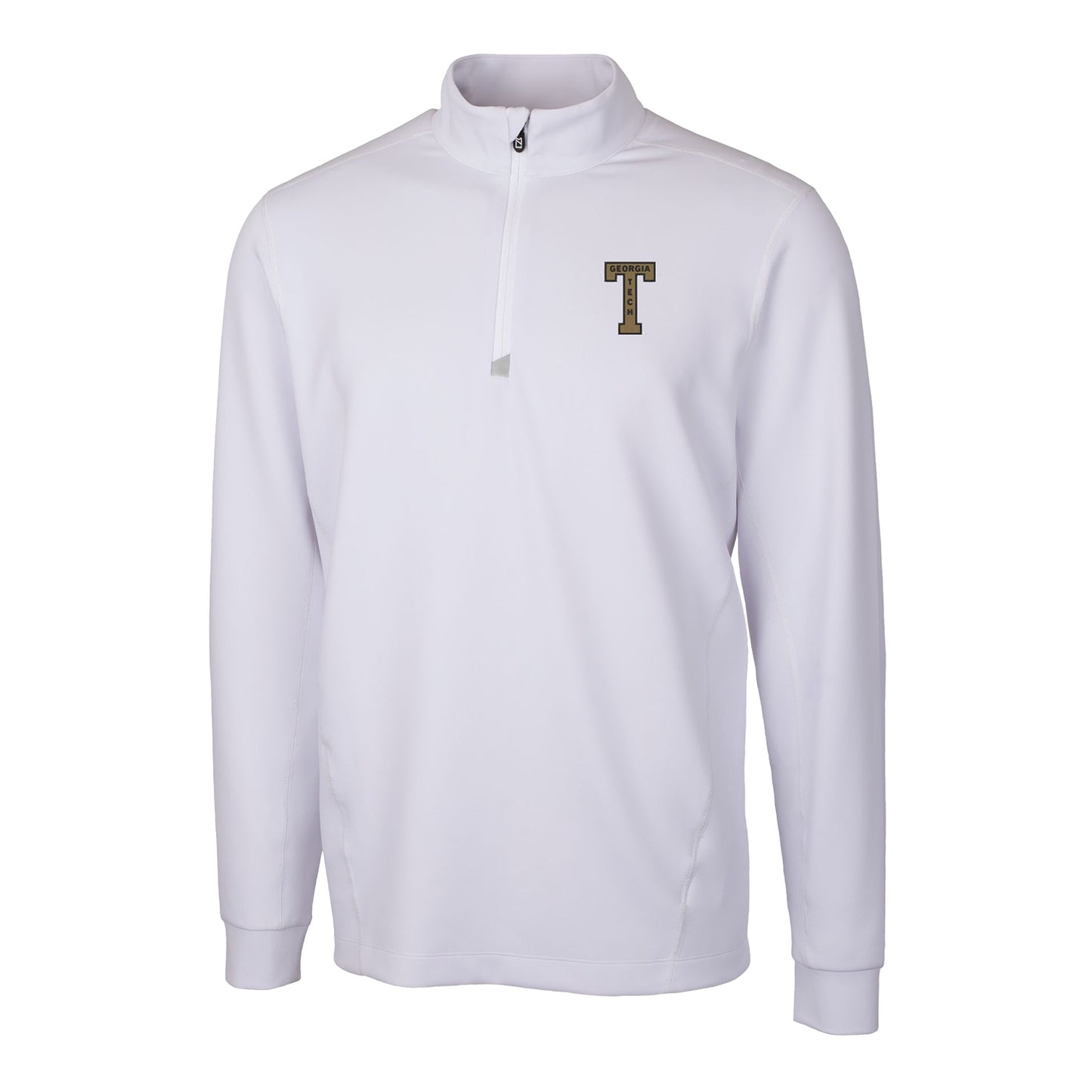 Georgia Tech Yellow Jackets College Vault Cutter & Buck Traverse Stretch Quarter Zip Pullover - Front View