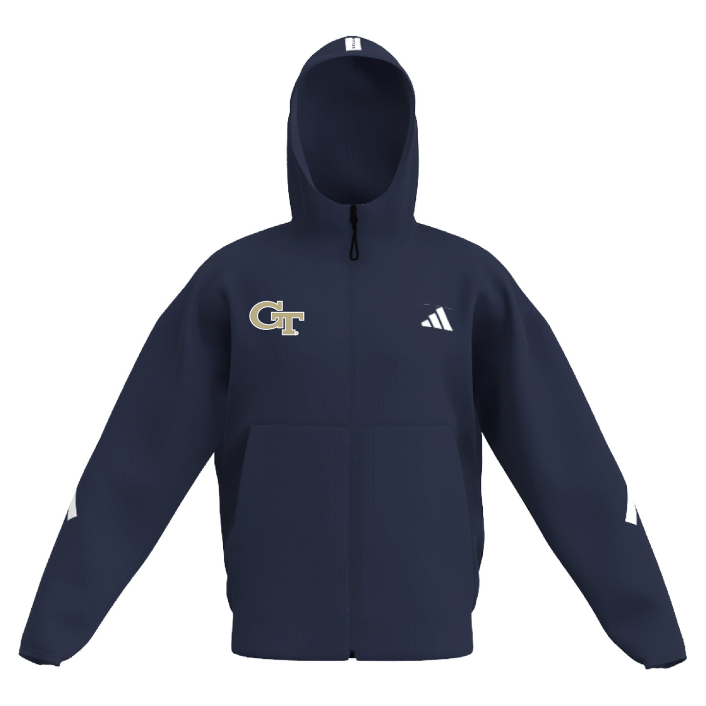 Georgia Tech Yellow Jackets Full Zip Z.N.E. Navy Hooded Sweatshirt In Navy - Front View