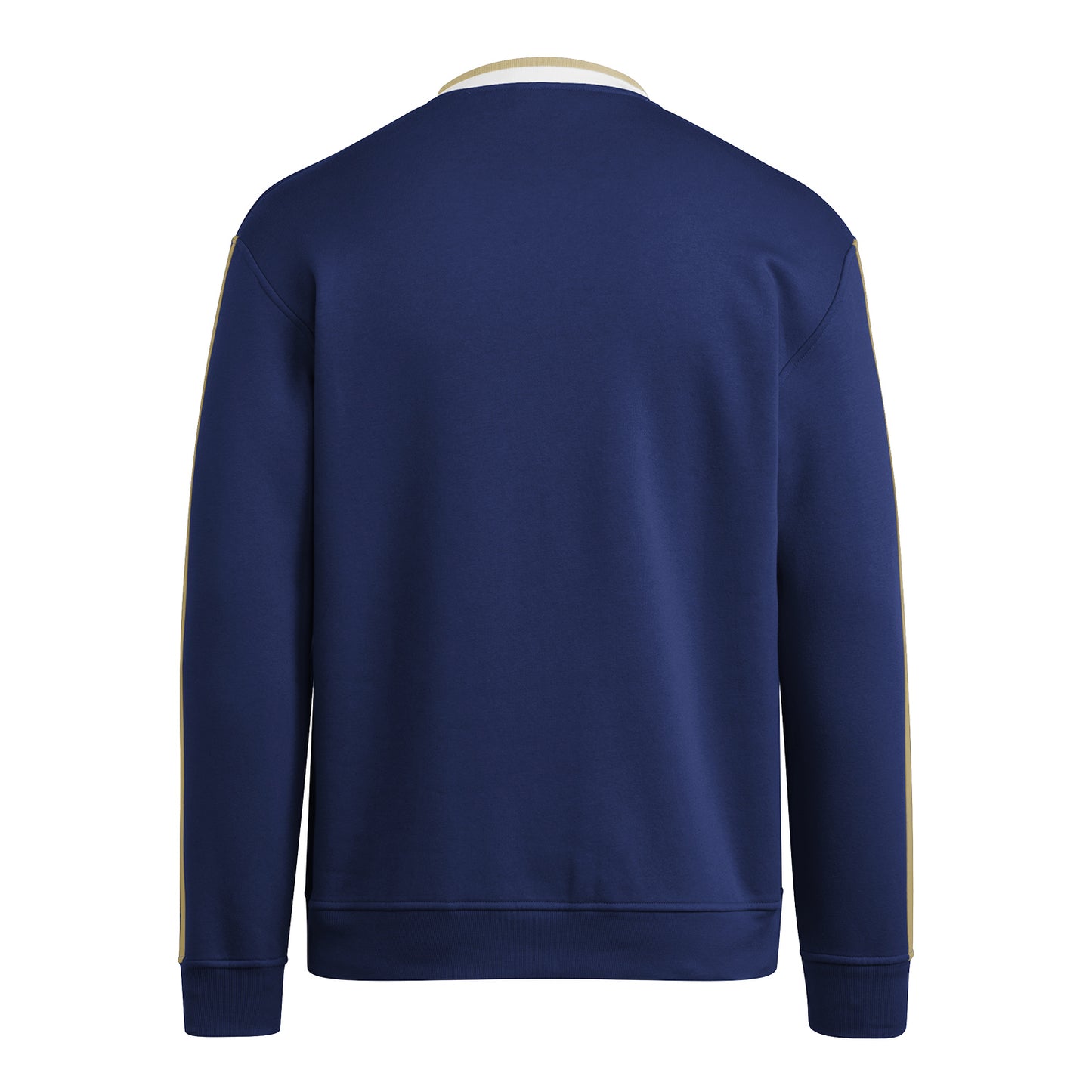 Georgia Tech Yellow Jackets Adidas 3 Stripe Crewneck Sweatshirt In Navy - Back View