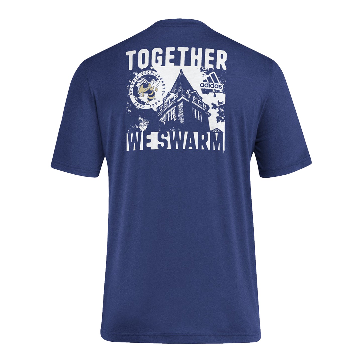 Georgia Tech Yellow Jackets Adidas Home Stack Navy T-Shirt - Back View