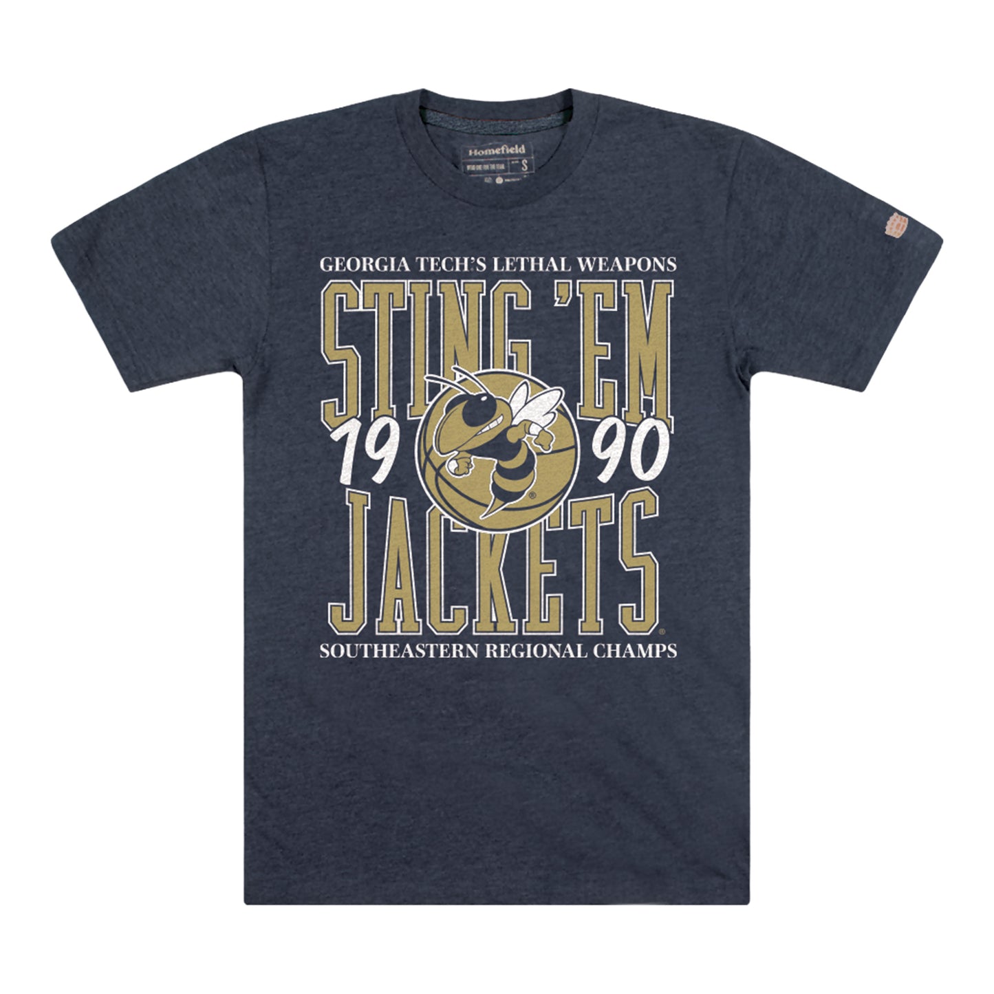 Georgia Tech Yellow Jackets 1990 Sting Em Commemorative Navy T-Shirt - Front View