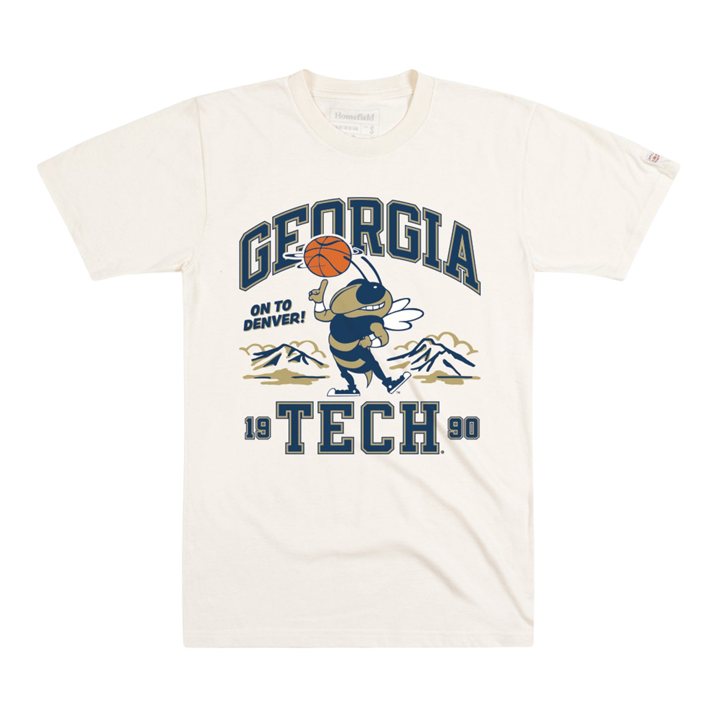 Georgia Tech Yellow Jackets 1990 Short Sleeve Tee In White - Front View