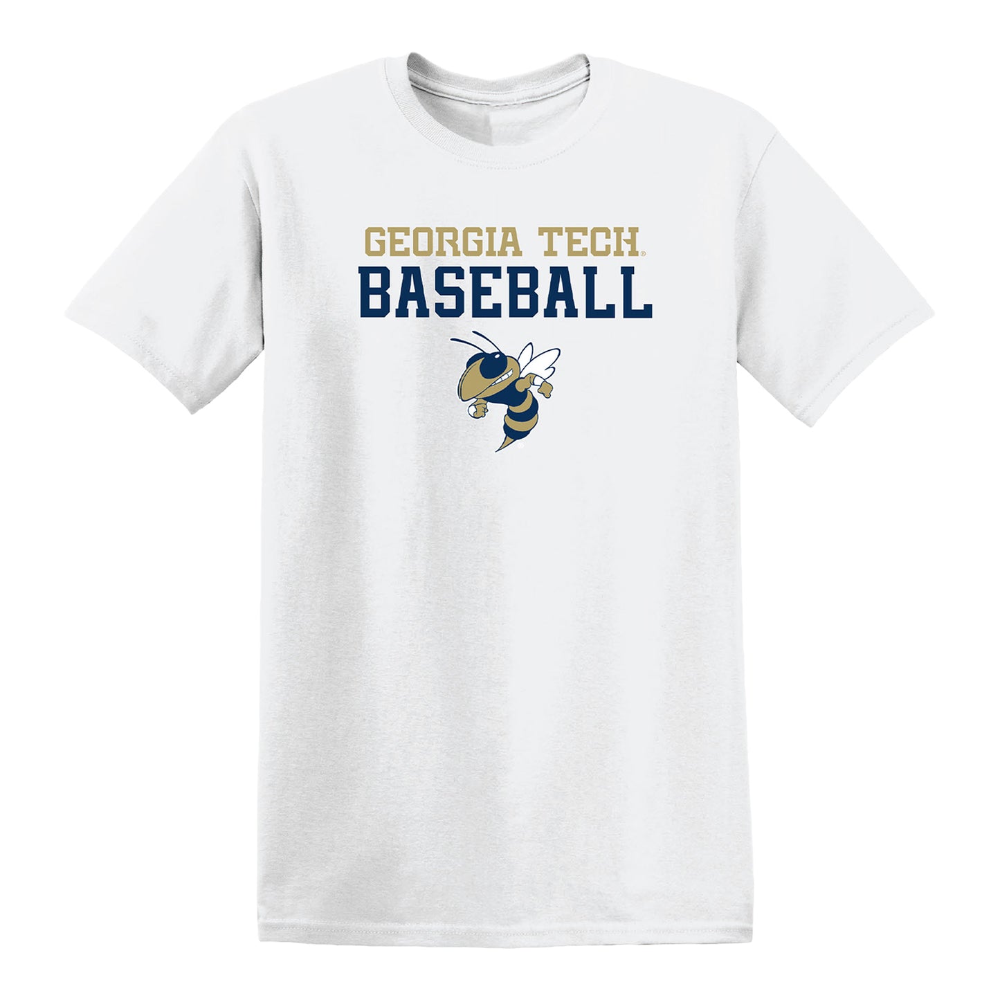 Georgia Tech Yellow Jackets Baseball Buzz Logo T-Shirt In White - Front View