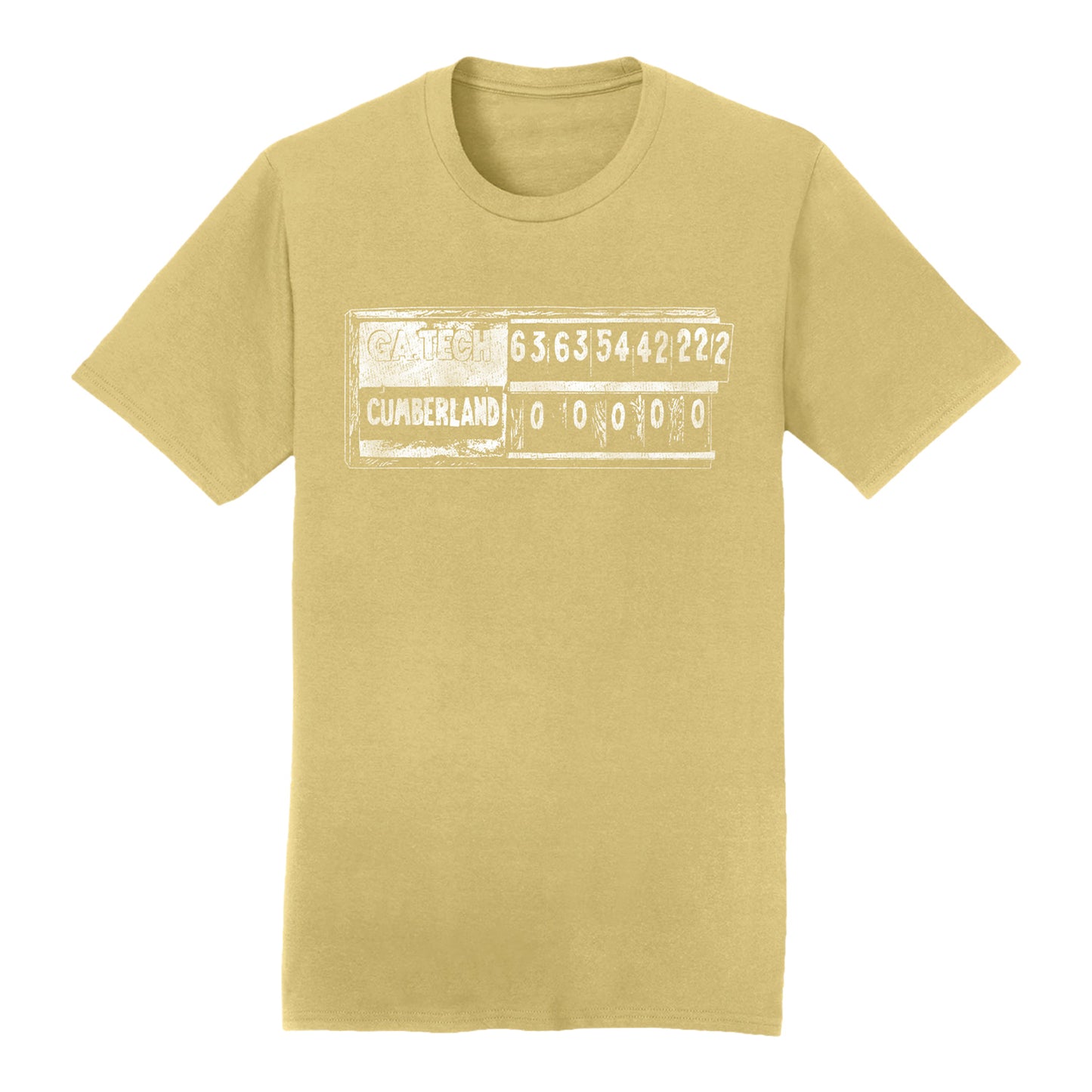 Georgia Tech Yellow Jackets Score vs Cumberland T-Shirt In Gold - Front View