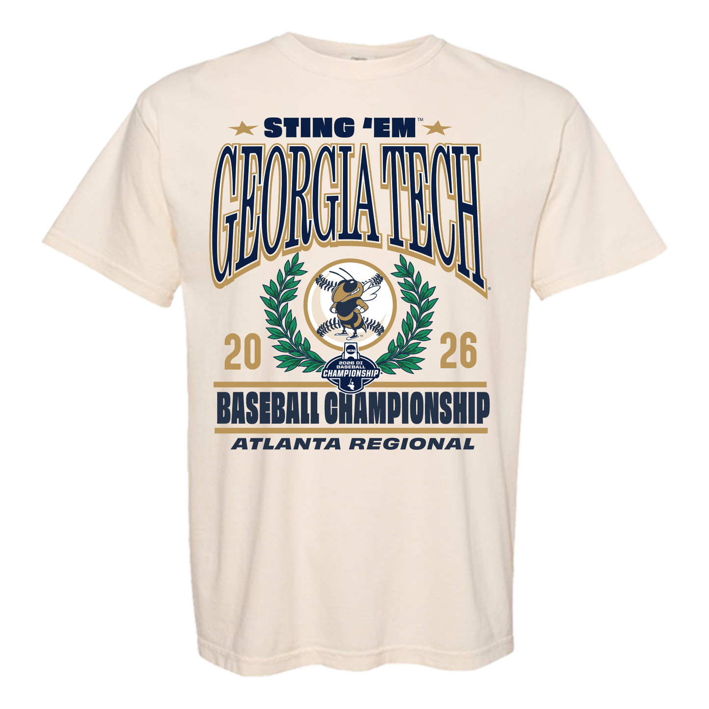Georgia Tech Yellow Jackets Baseball Atlanta Regional Laurel Wreath Tee