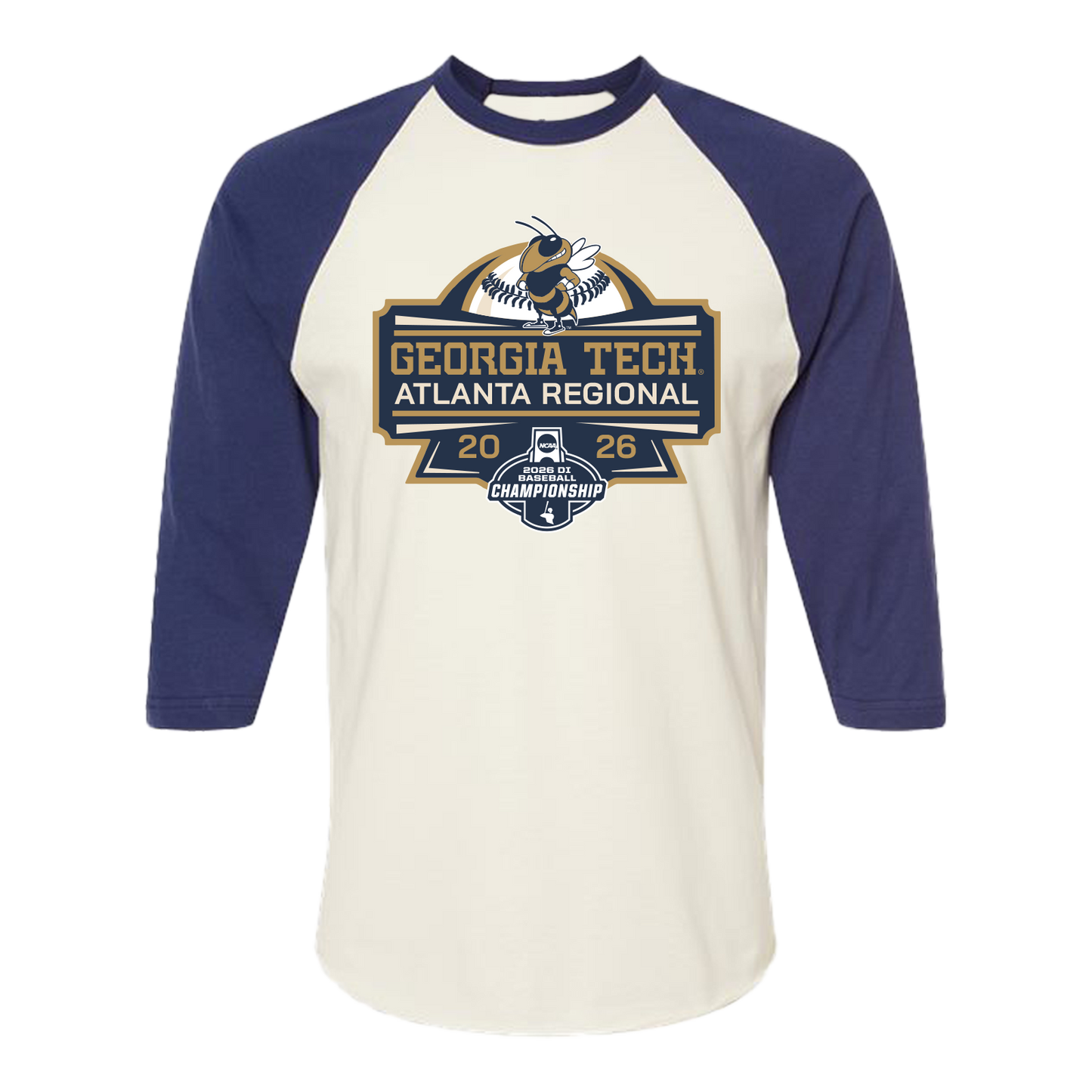 Georgia Tech Yellow Jackets Baseball Atlanta Regional Raglan Tee