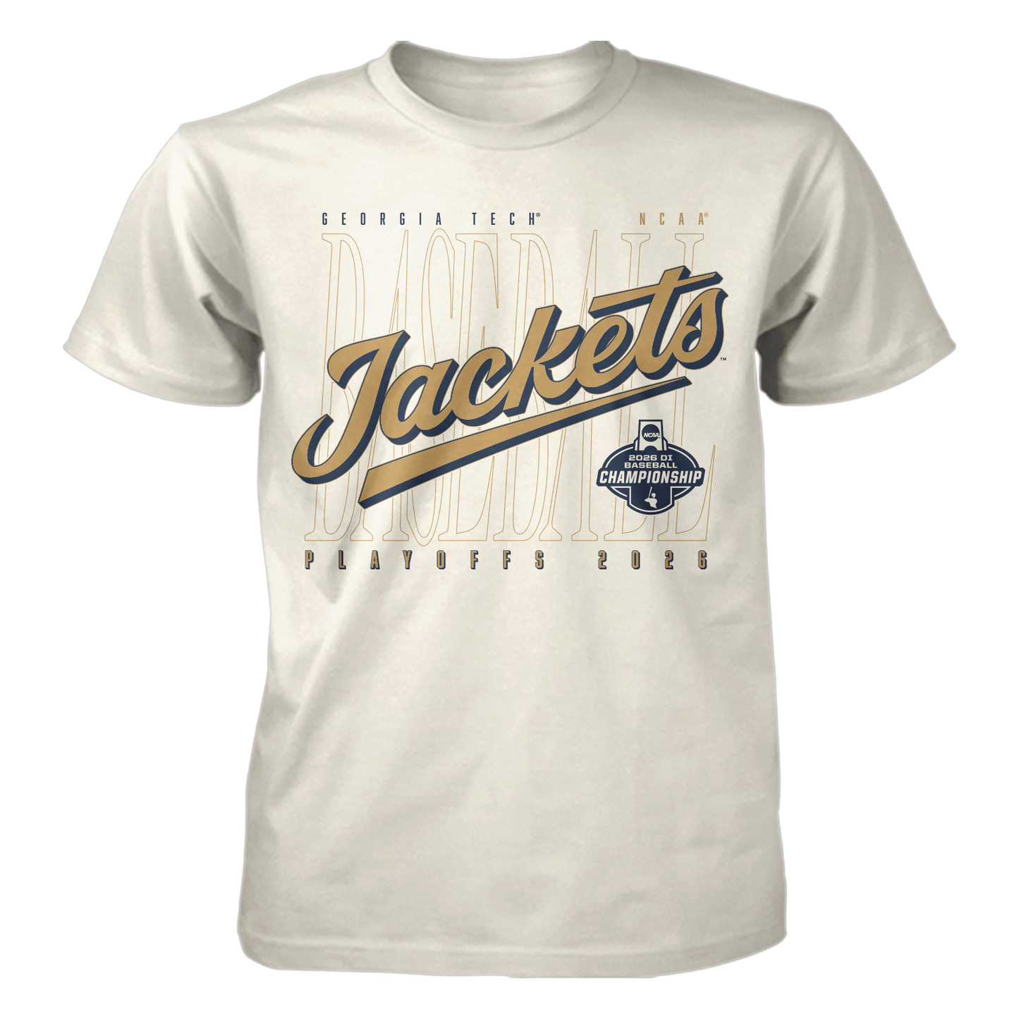 Georgia Tech Yellow Jackets Baseball Atlanta Regional Script Tee - Front View