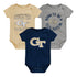 Infant Georgia Tech Yellow Jackets 3-Pack Onesies - Front View