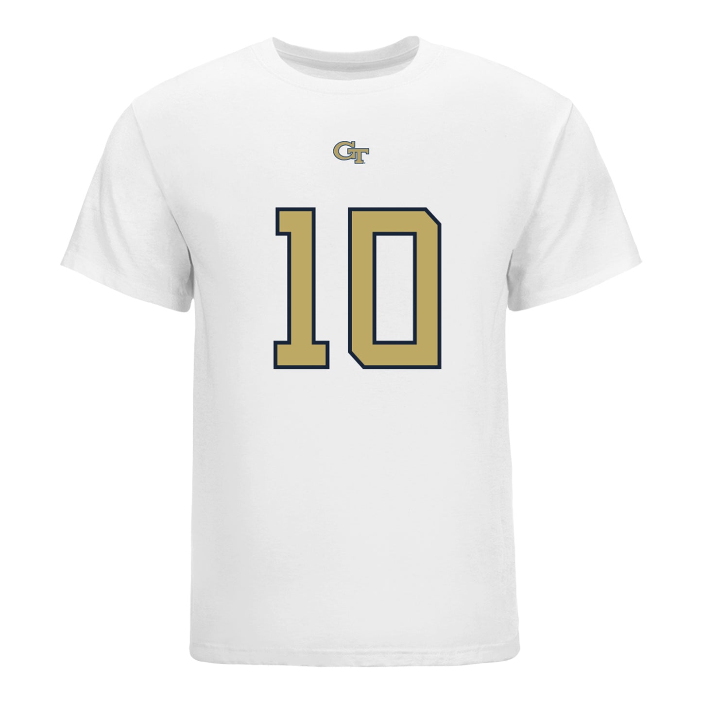 Georgia Tech Yellow Jackets #10 Haynes King Student Athlete Football T-Shirt In White - Front View