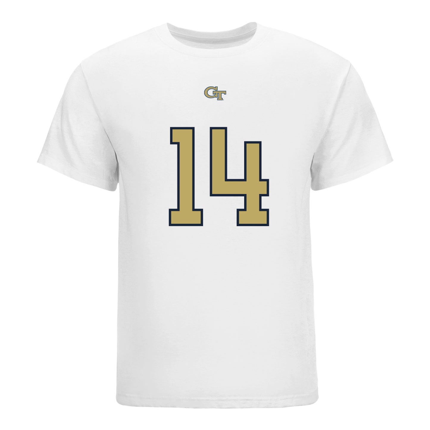 Georgia Tech Yellow Jackets #14 Graham Knowles Student Athlete Football T-Shirt In White - Front View