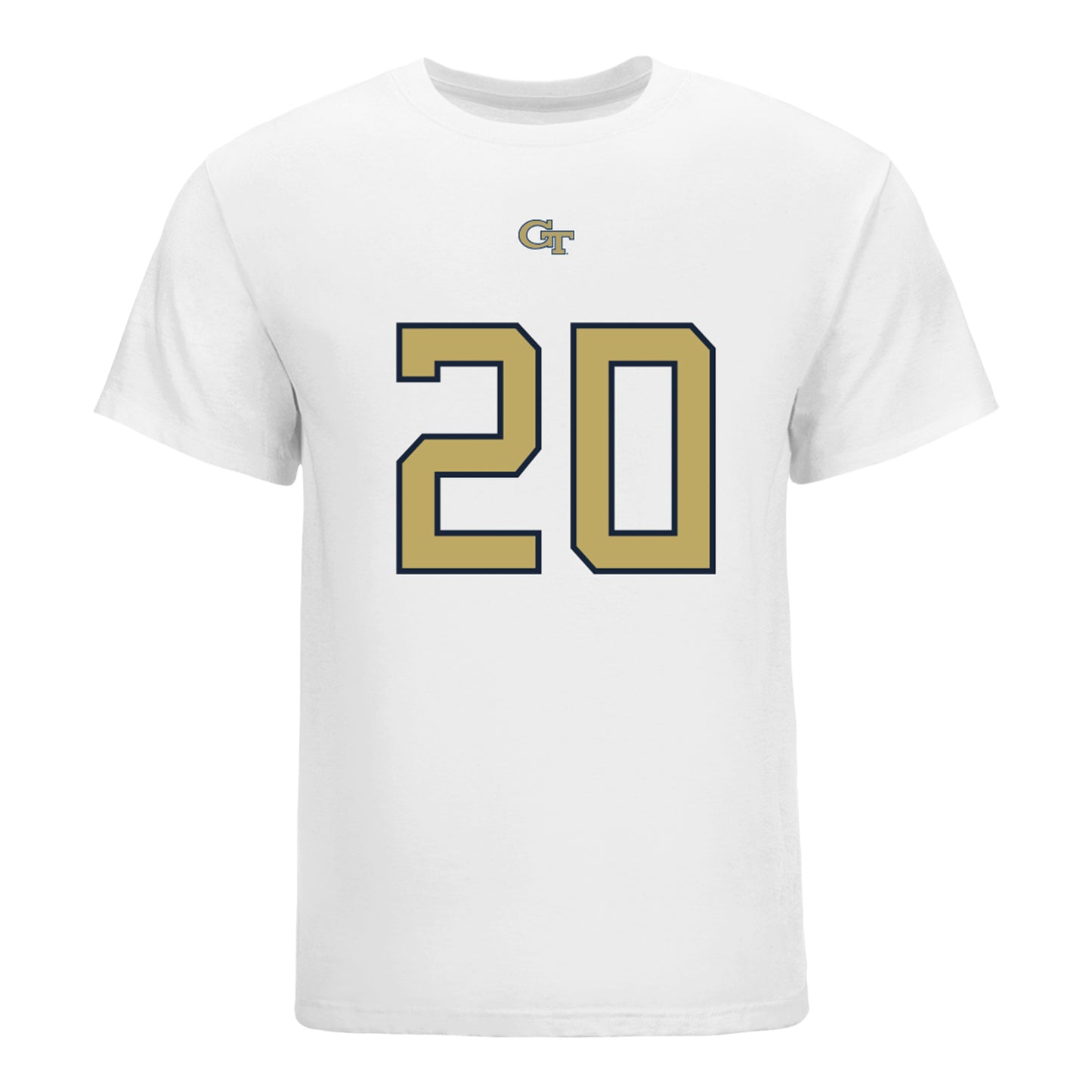 Georgia Tech Yellow Jackets #20 Javiah Powell Student Athlete Football T-Shirt In White - Front View