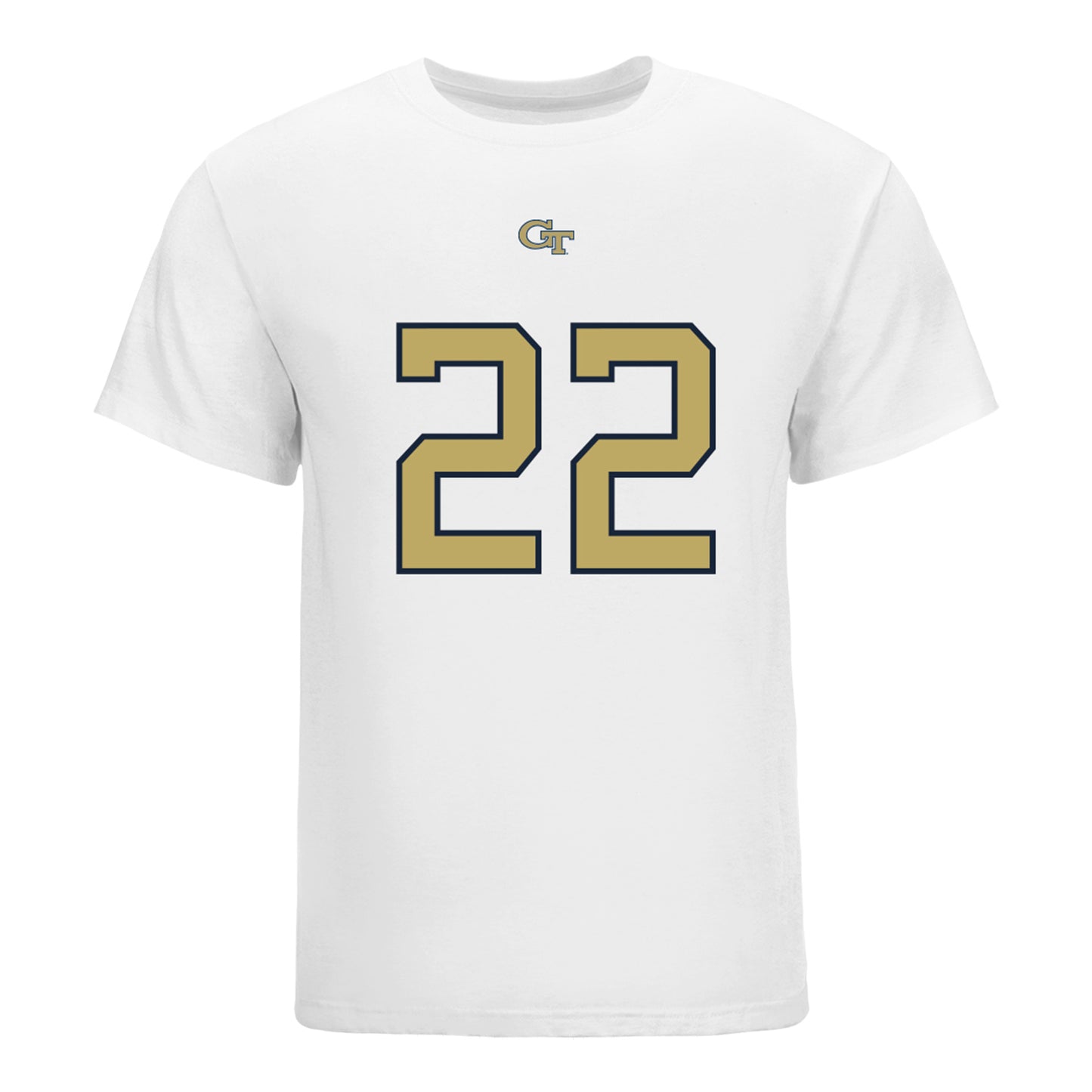 Georgia Tech Yellow Jackets #22 DJ Moore Student Athlete Football T-Shirt In White - Front View
