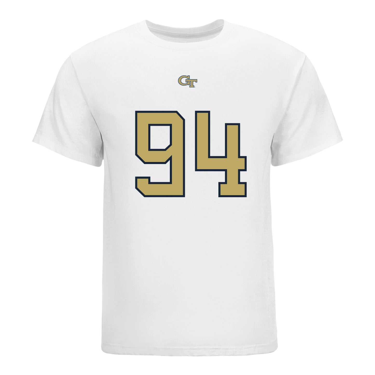 Georgia Tech Yellow Jackets #94 Derry Norris Jr. Student Athlete Football T-Shirt In White - Front View