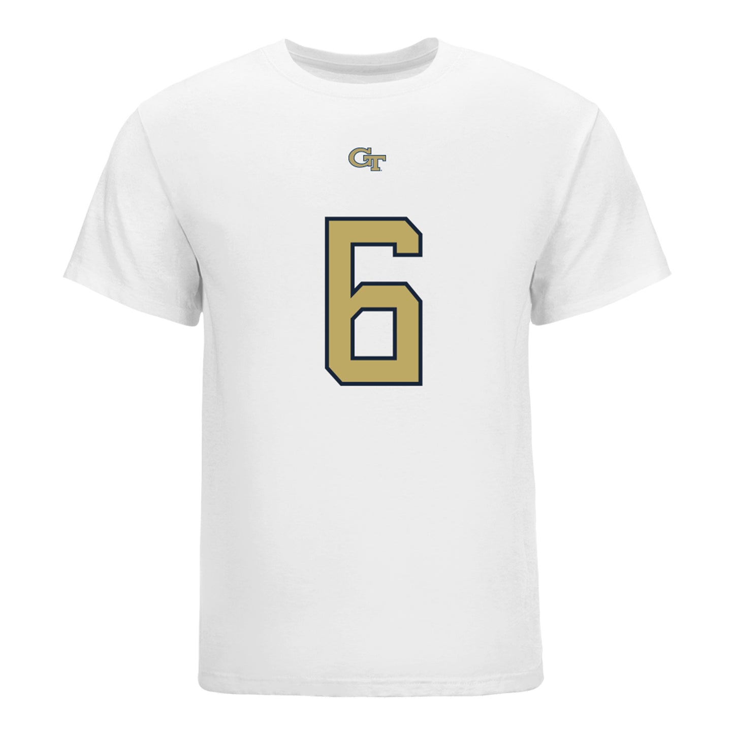 Georgia Tech Yellow Jackets #6 Debron Gatling Student Athlete Football T-Shirt In White - Front View