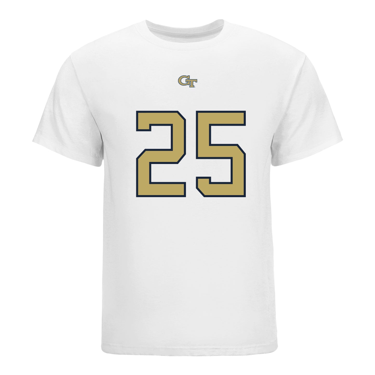 Georgia Tech Yellow Jackets #25 Dalen Penson Student Athlete Football T-Shirt In White - Front View