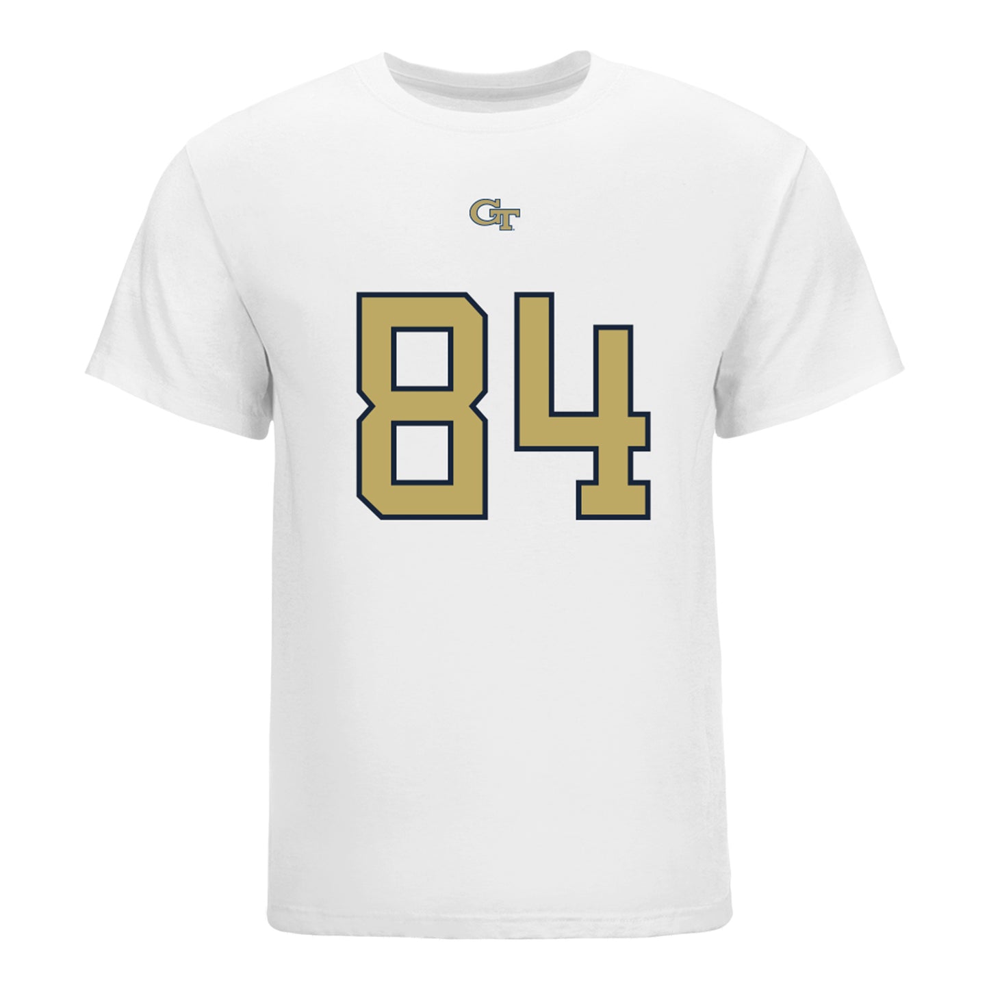Georgia Tech Yellow Jackets #84 Evan Haynes Student Athlete Football T-Shirt In White - Front View