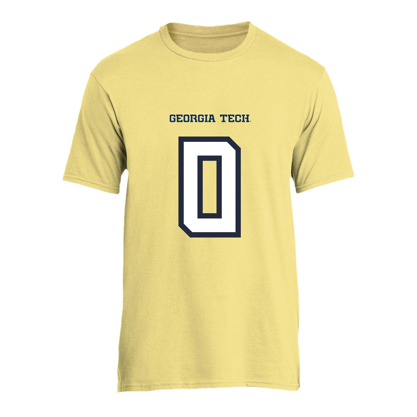 Georgia Tech Men's Basketball Student Athlete T-Shirt #0 Akai Fleming In Gold - Front View