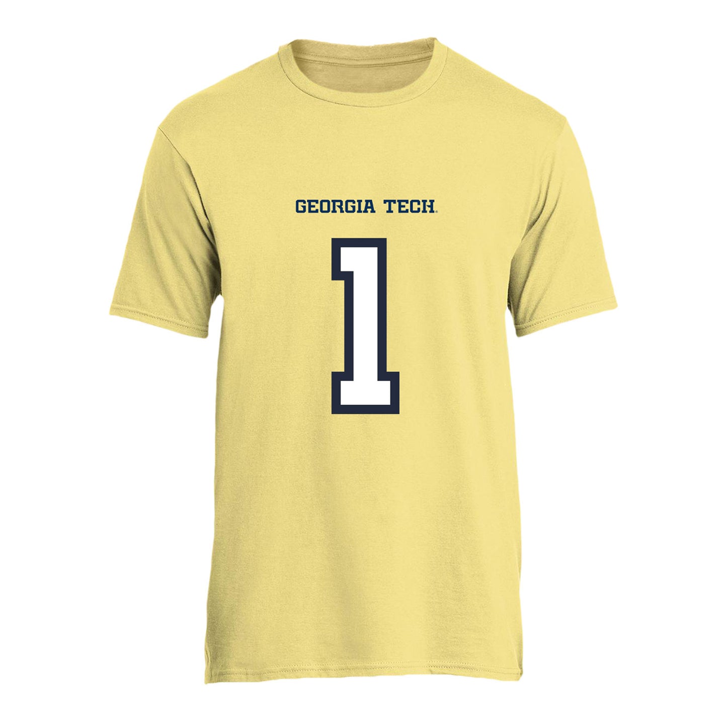 Georgia Tech Men's Basketball Student Athlete T-Shirt #1 Lamar Washington In Gold - Front View