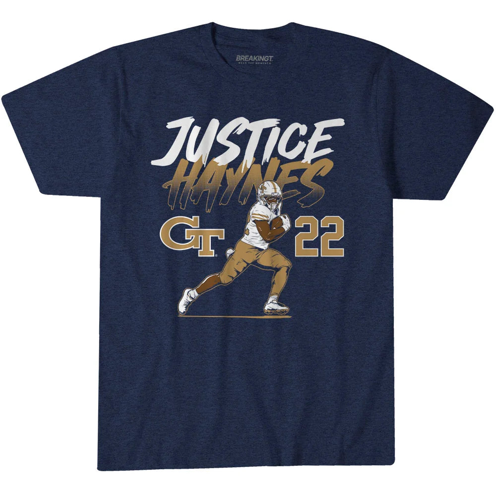 Georgia Tech Yellow Jackets Breaking T Student Athlete Justice Haynes All Star T-Shirt