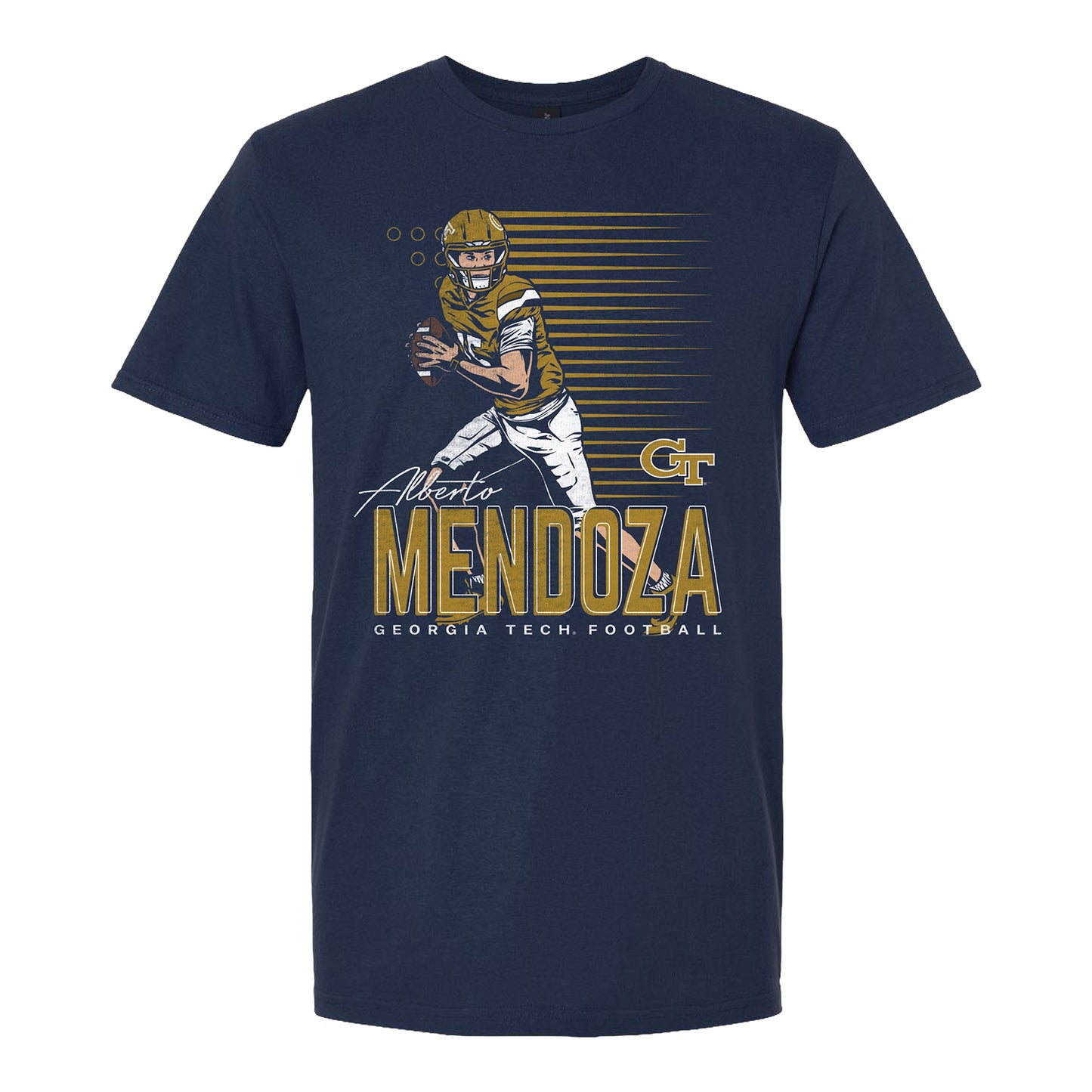 Georgia Tech Yellow Jackets Football Student Athlete #15 Alberto Mendoza Motion T-Shirt