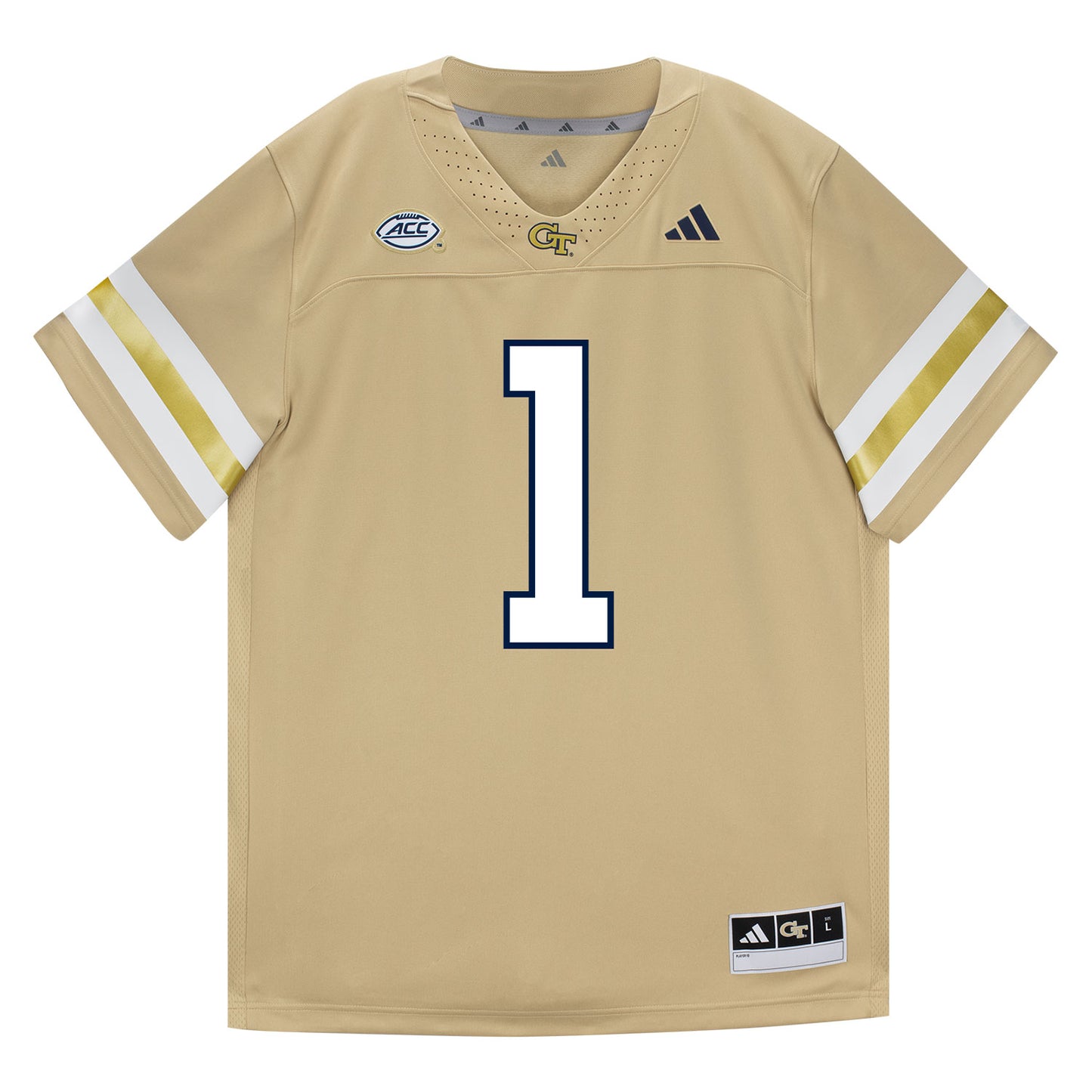 Georgia Tech Adidas Football Student Athlete #1 Jamal Haynes Premier Gold Football Jersey - Front View