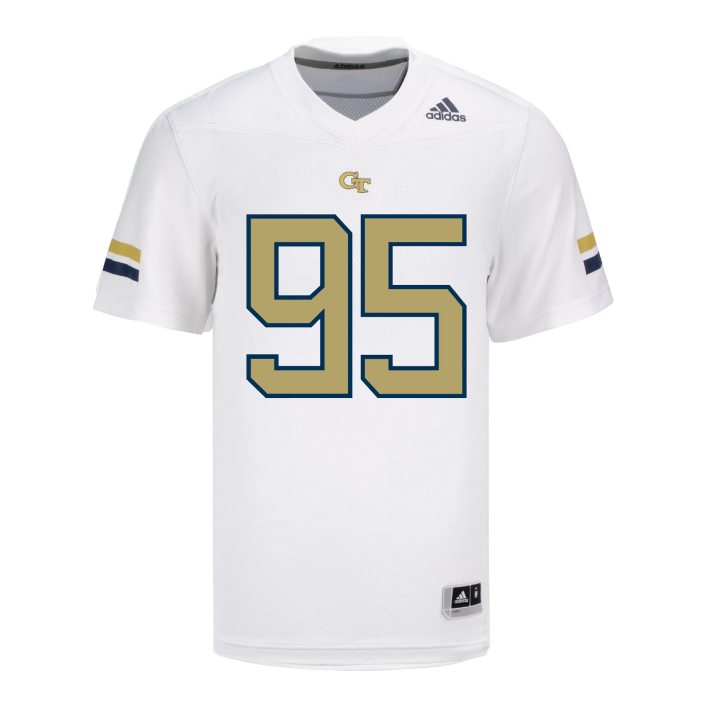 Georgia Tech Adidas Football Student Athlete #95 Jason Moore White Football Jersey - Front View