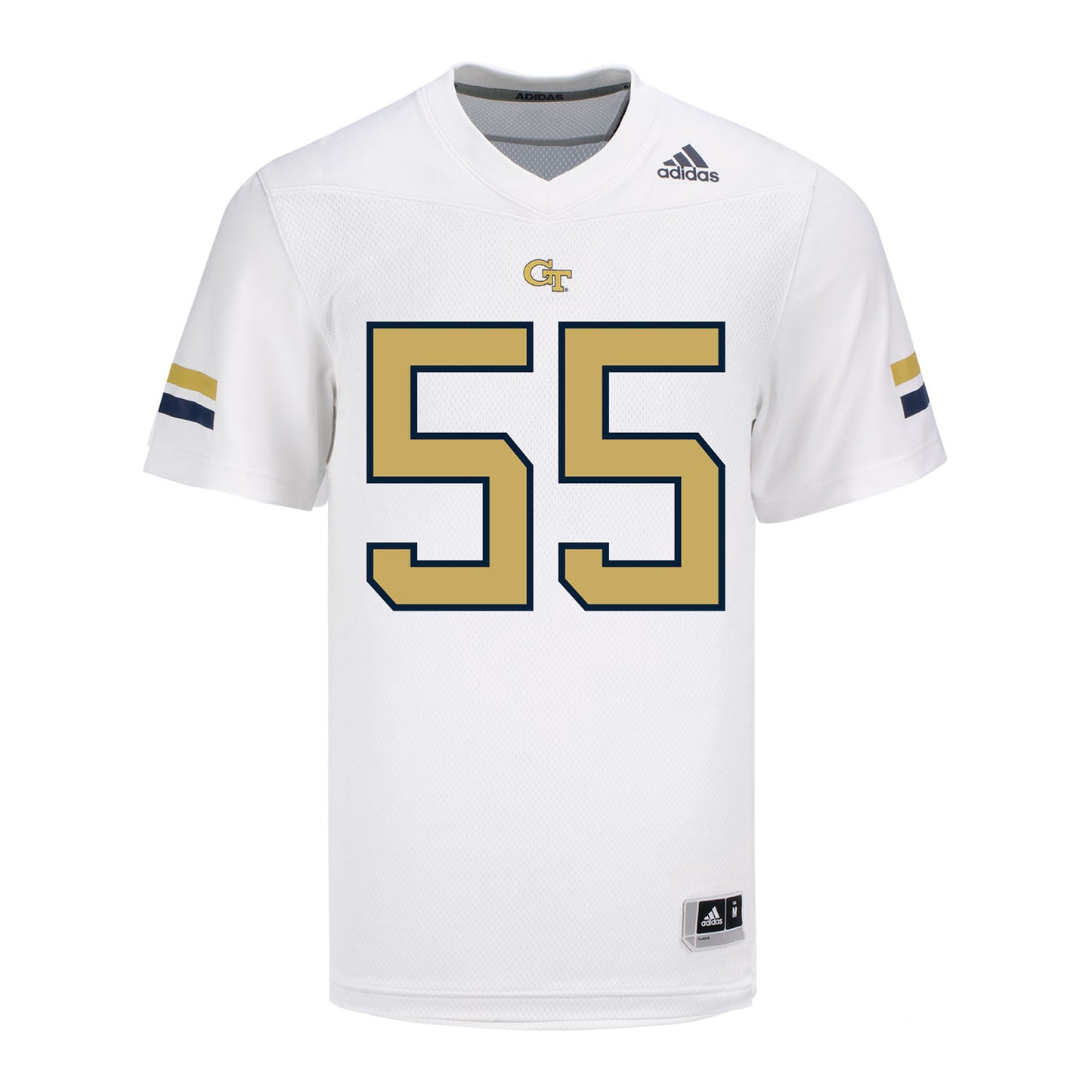 Georgia Tech Adidas Football Student Athlete #55 Christian Garrett White Football Jersey - Front View