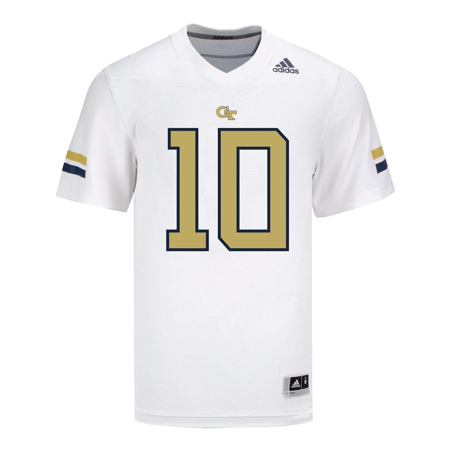 Georgia Tech Adidas Football Student Athlete #10 Haynes King White Football Jersey - Front View