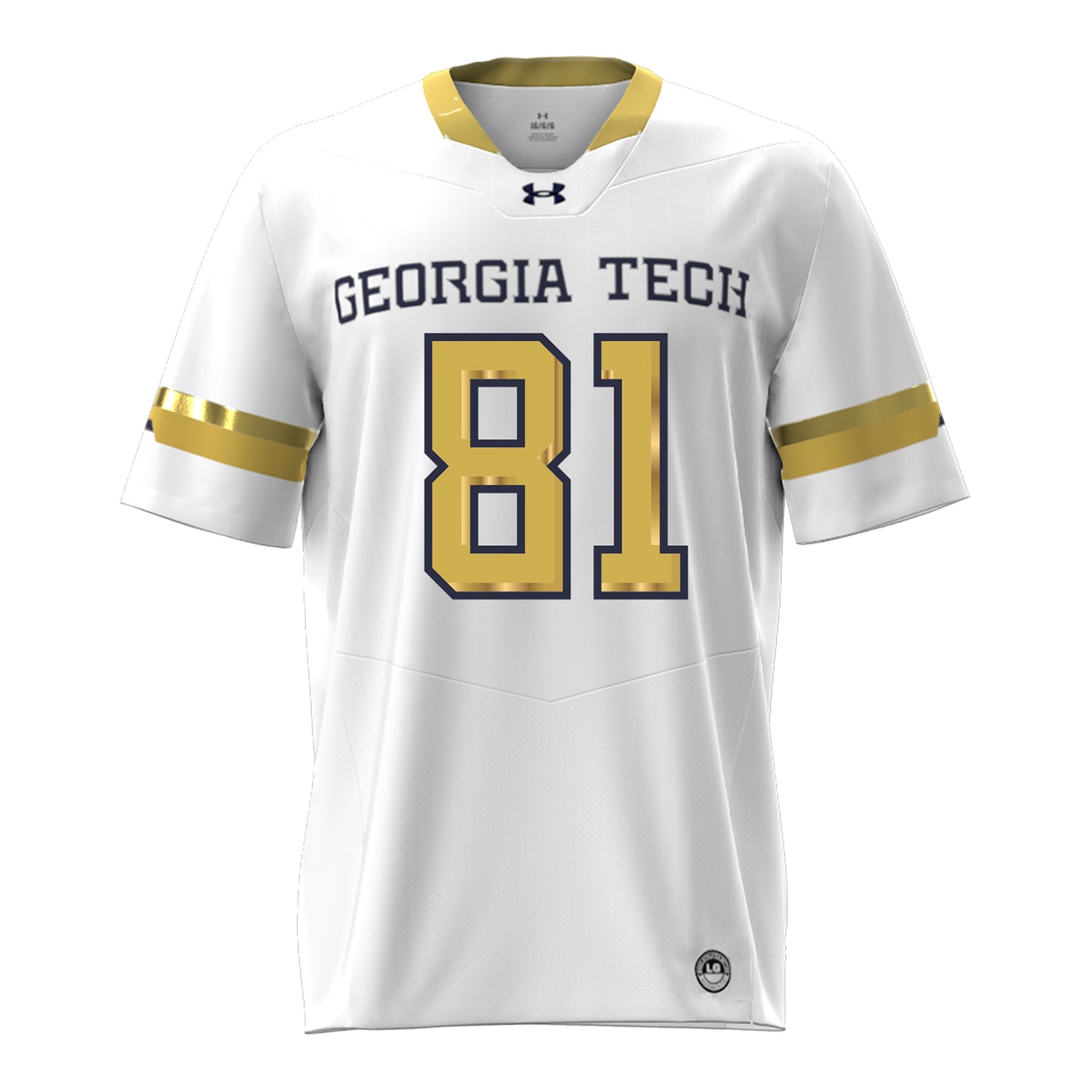 Georgia Tech Under Armour Football Student Athlete #81 Cal Faulkner White Football Jersey - Front View
