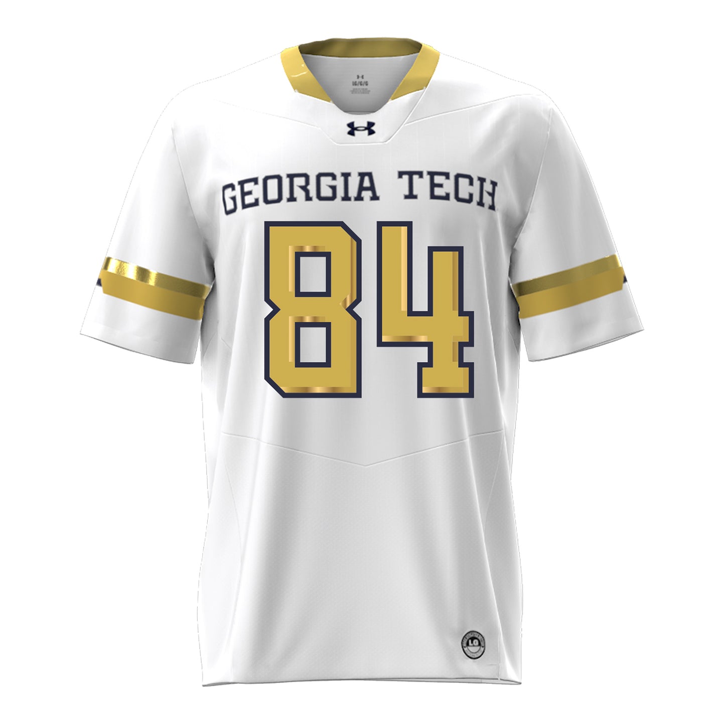 Georgia Tech Under Armour Football Student Athlete #84 Evan Haynes White Football Jersey - Front View