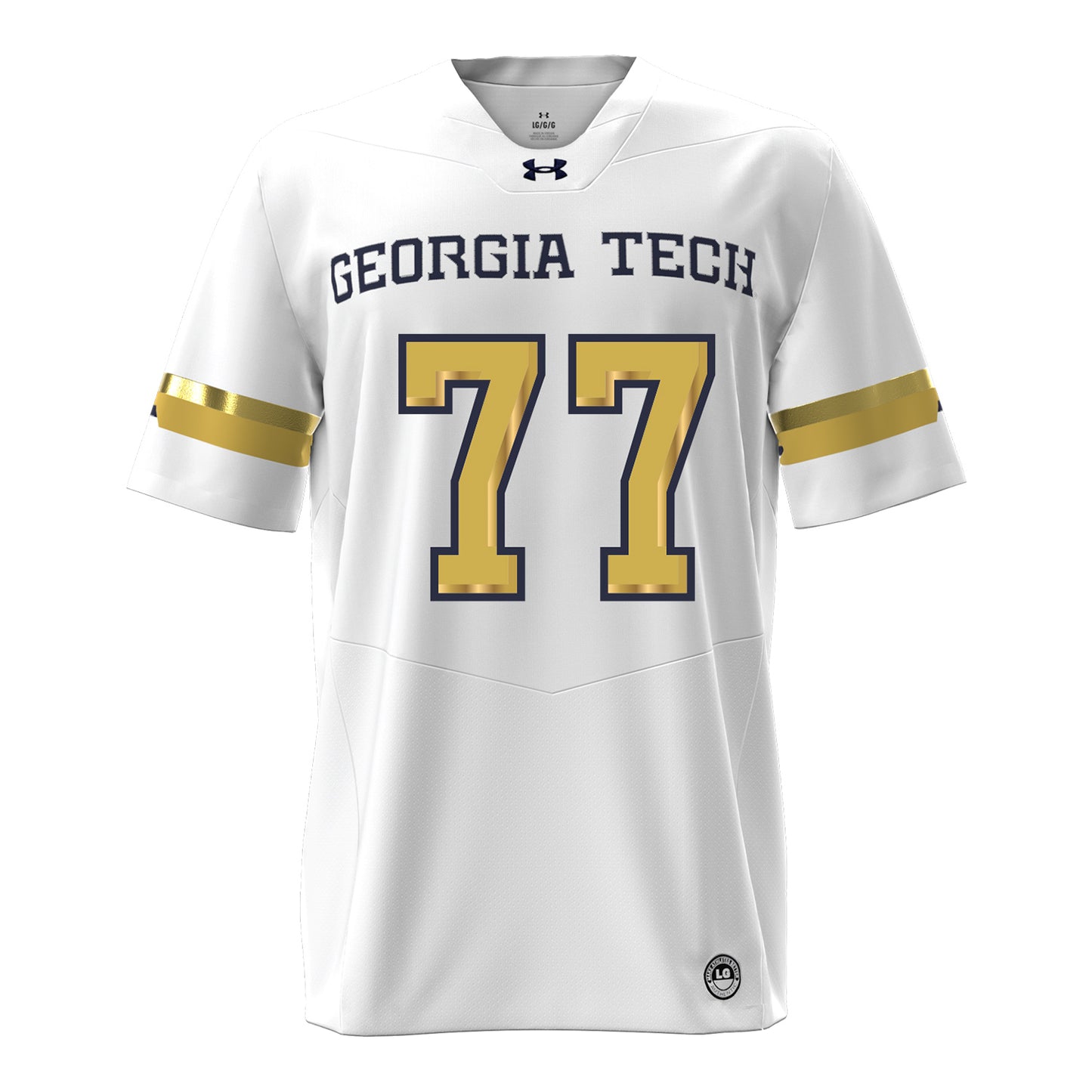 Georgia Tech Under Armour Football Student Athlete #77 Josh Petty White Football Jersey