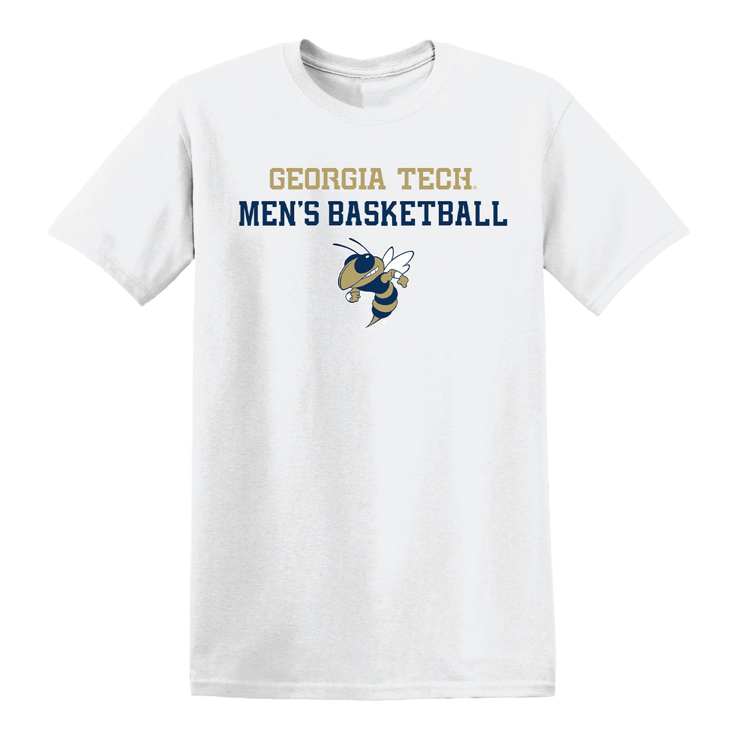 Georgia Tech Yellow Jackets Men's Basketball Buzz Logo T-Shirt In White - Front View