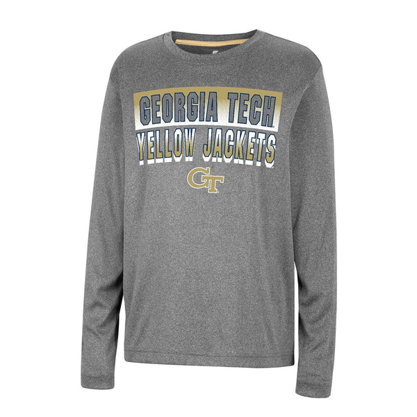 Youth Georgia Tech Yellow Jackets Feast Long Sleeve Grey T-Shirt - Front View