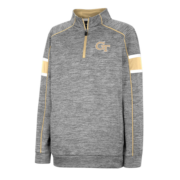 Youth Georgia Tech Yellow Jackets 1/4 Zip Grey Jacket - Front View