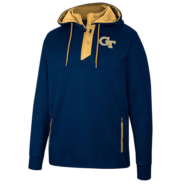 Georgia Tech Yellow Jackets 1/4 Zip Marled Jacket in Navy - Front View