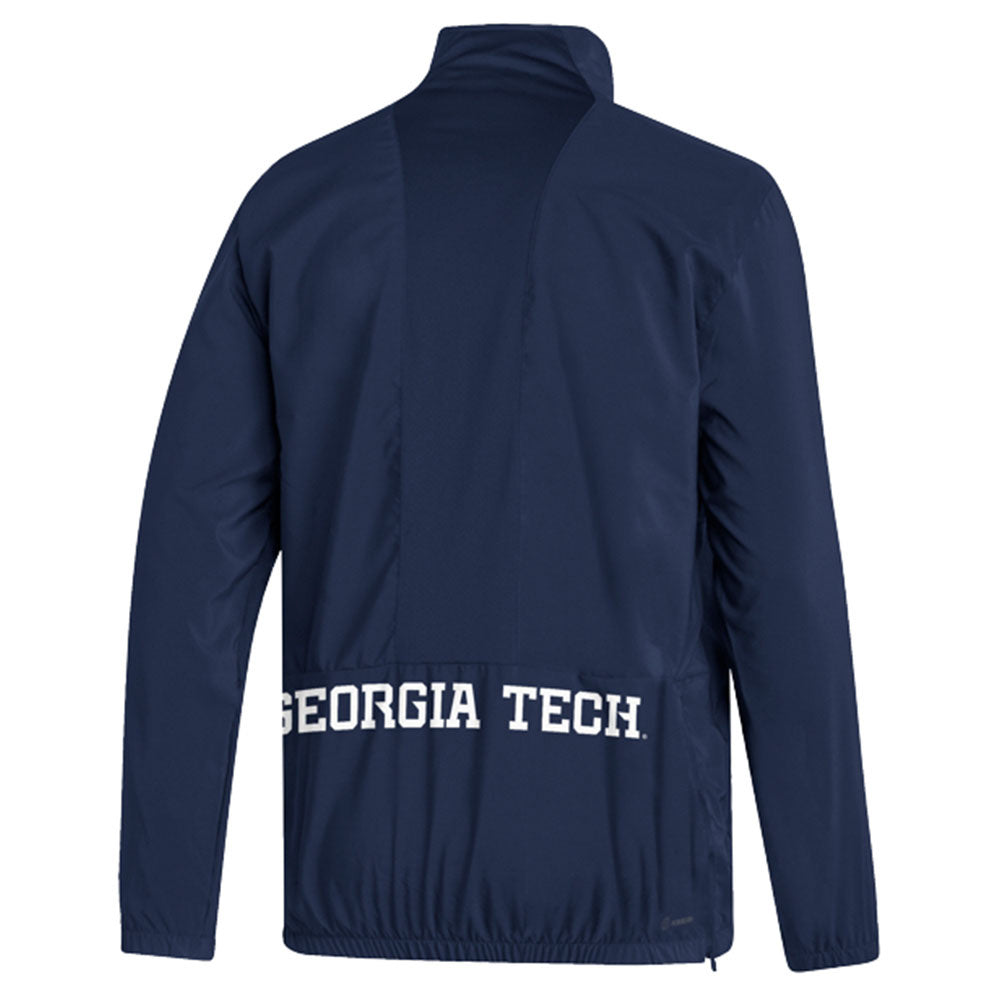 Georgia Tech Adidas Stadium 1/4 Zip Jacket in Navy - Back View