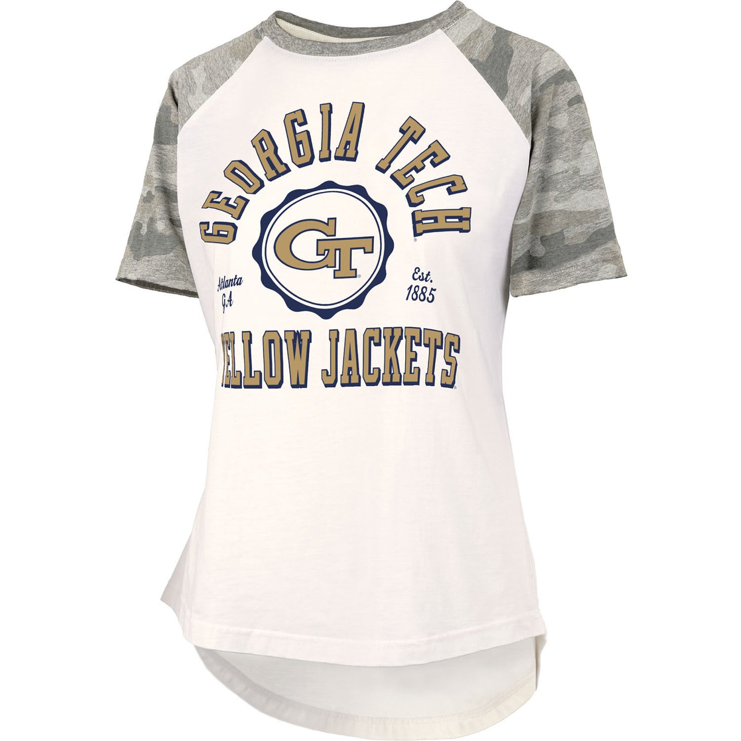 Ladies Georgia Tech Yellow Jackets Bishop Camo T-Shirt - Front View