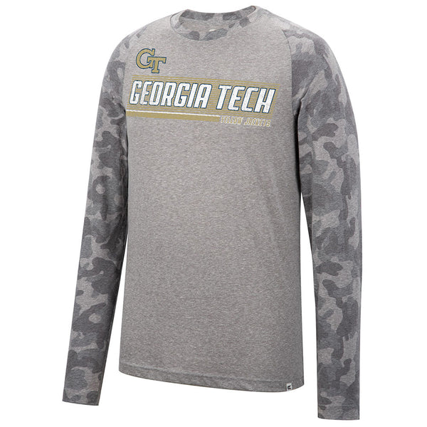 Georgia Tech Yellow Jackets Quintana Raglan Long Sleeve T-Shirt in Grey - Front View
