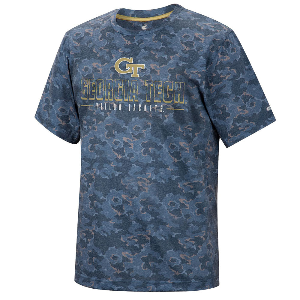 Georgia Tech Yellow Jackets Pyrotechnics T-Shirt in Blue - Front View