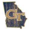 Georgia Tech 11" x 17" State Shape Wood Sign