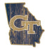 Georgia Tech 11" x 17" State Shape Wood Sign - Front View