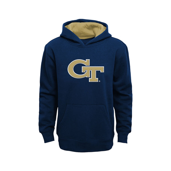 Youth Georgia Tech Yellow Jackets Prime Hooded Sweatshirt in Navy - Front View